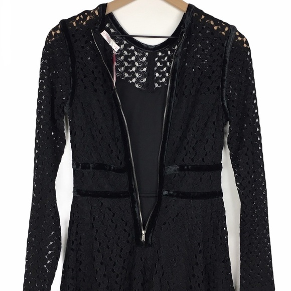 XHILARATION Dress Velvet Crochet Long Sleeve Whimsigoth Dark Academia Small NWT - Picture 6 of 11